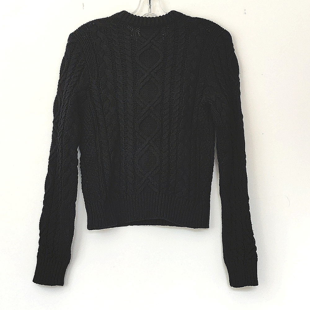 New Ralph Lauren black cableknit sweater 100% cotton crewneck sweater